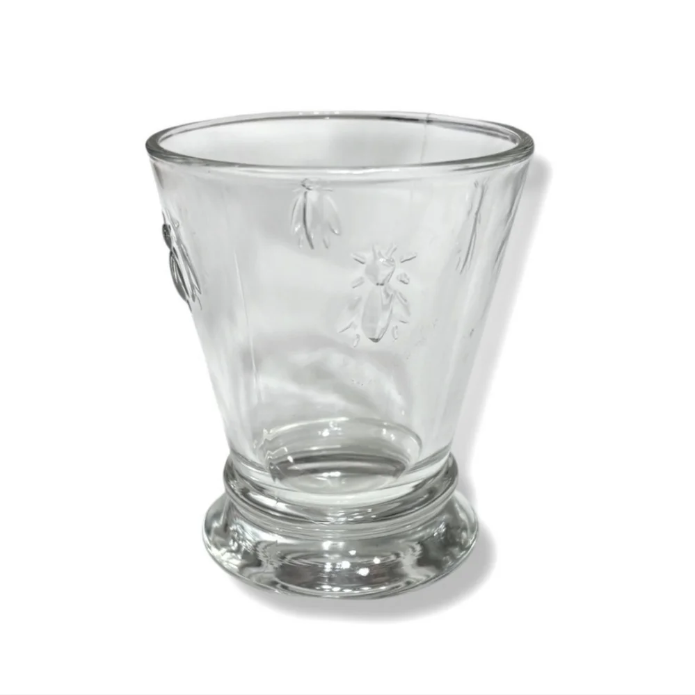 LA ROCHERE 9 Ounce Flat Clear Glass Tumbler Bee Design